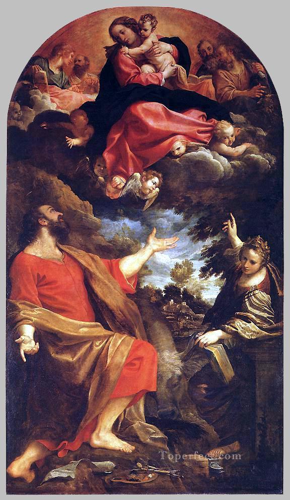 The Virgin Appears to St Luke and Catherine Baroque Annibale Carracci Oil Paintings